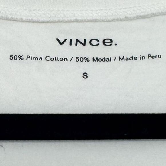 Vince White V-Neck Tee Shirt Small Pima Cotton Modal Stretch Soft Semi Sheer - Picture 3 of 5